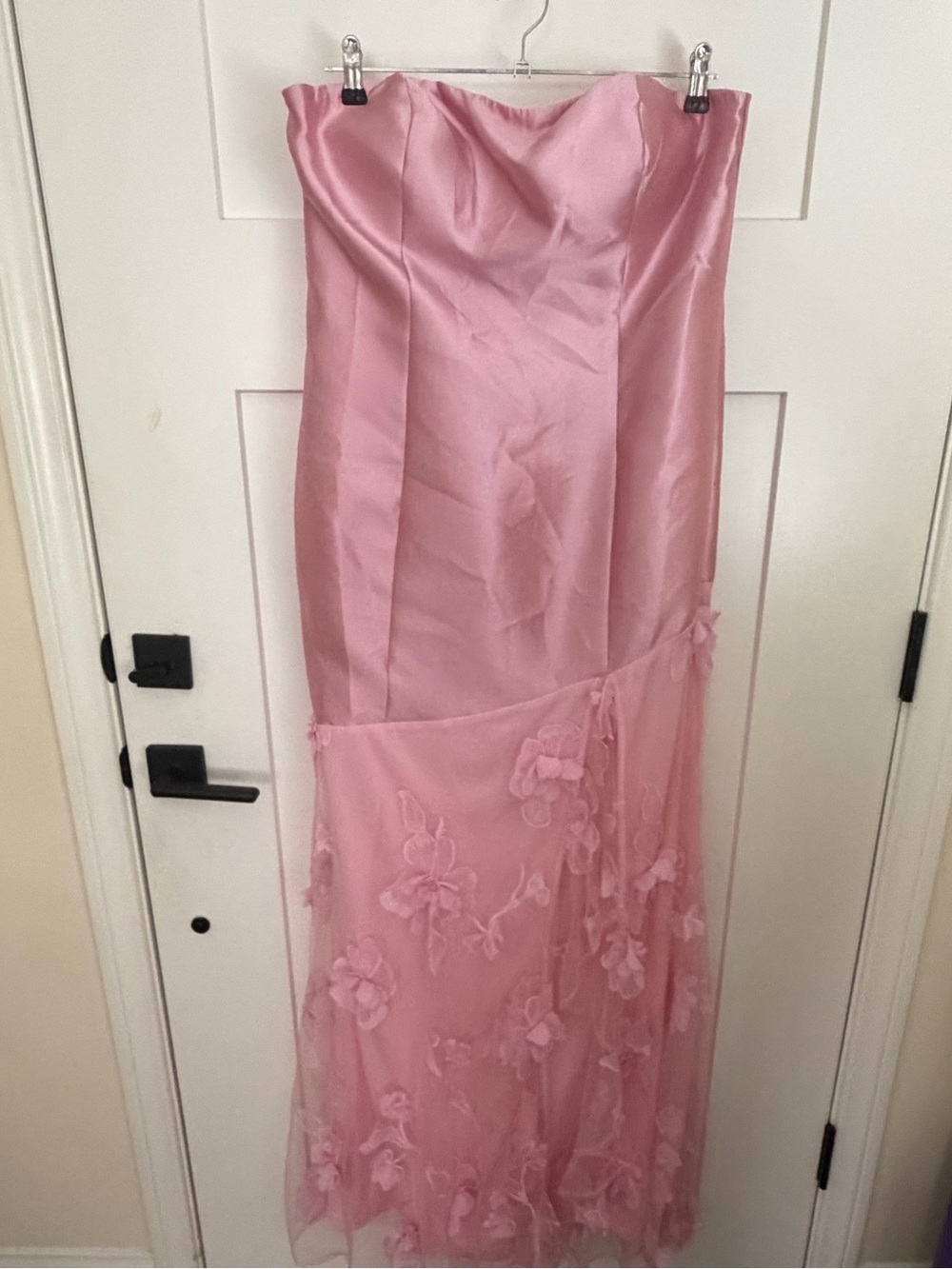 Fashion Nova Strapless Satin & Tulle Pink Floral Gown - Picture 6 of 12